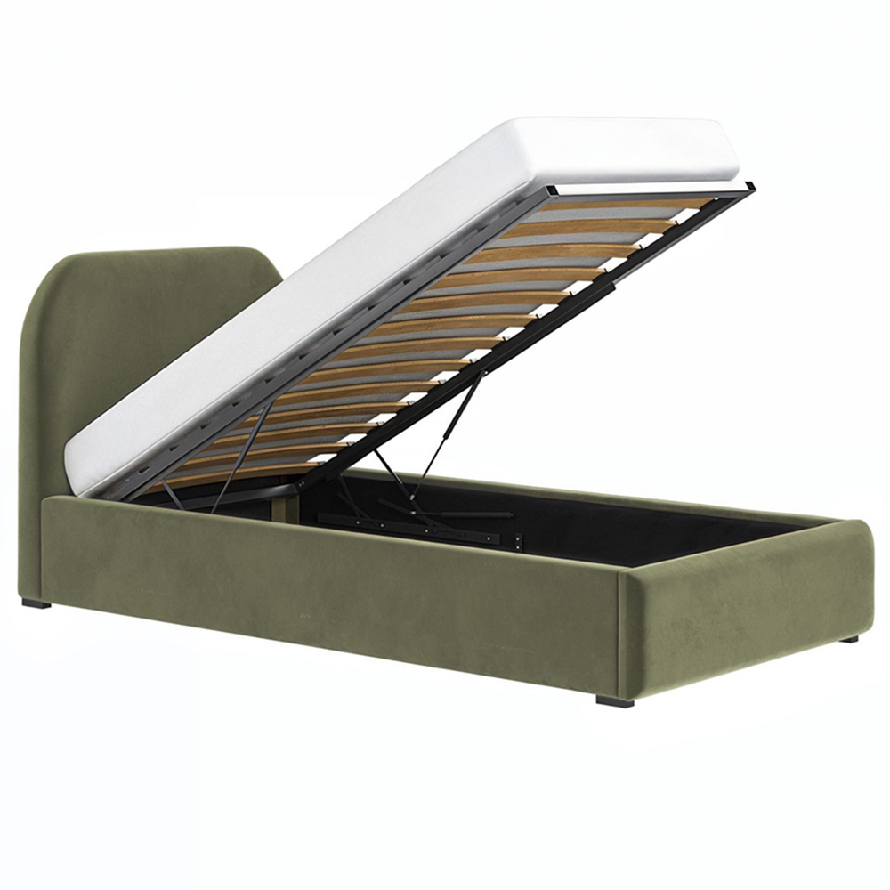 Flair Alba Single Khaki Velvet Ottoman Bed Image 3