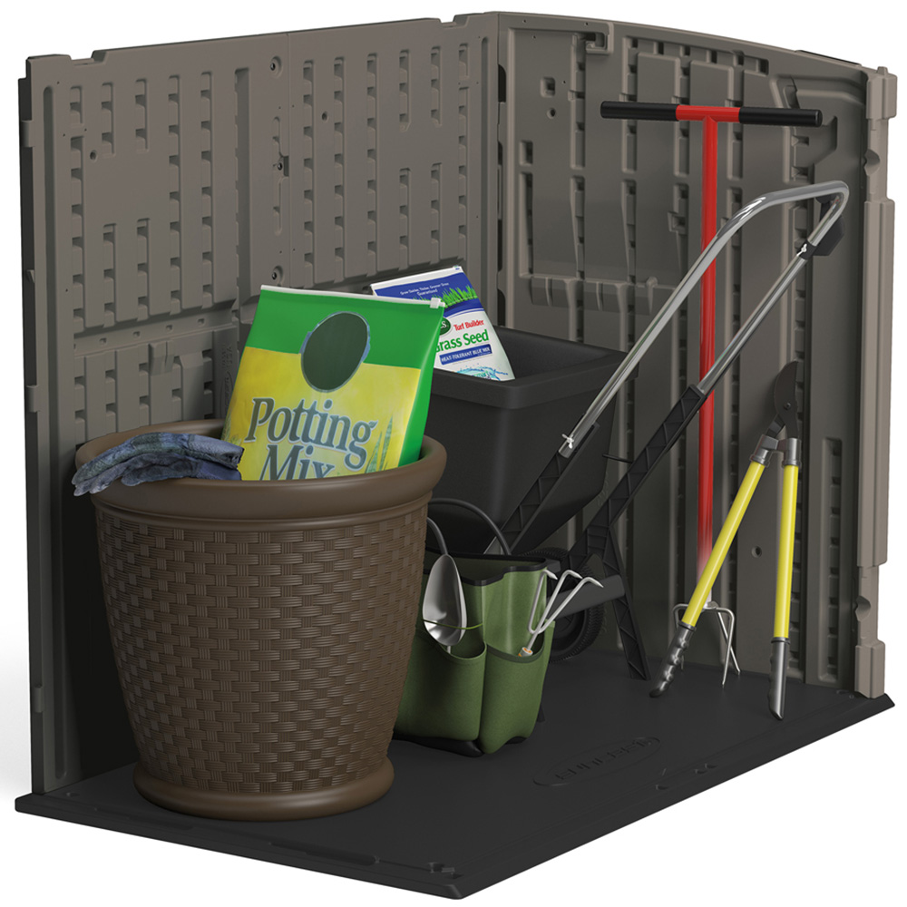 Suncast 3.6 x 2.3ft Stone Grey Stow Away Wheelie Bin Shed Image 3