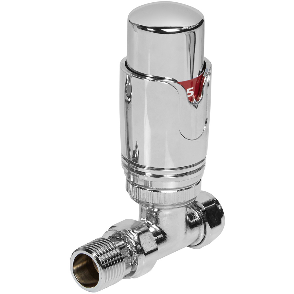 Towelrads Chrome Straight TRV and Lockshield Set 15mm x 1/2inch Image 3