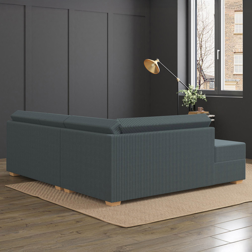 Modo 3 Seater Charcoal Jumbo Cord Left Hand Fixed Back L-Shape Corner Sofa Image 8