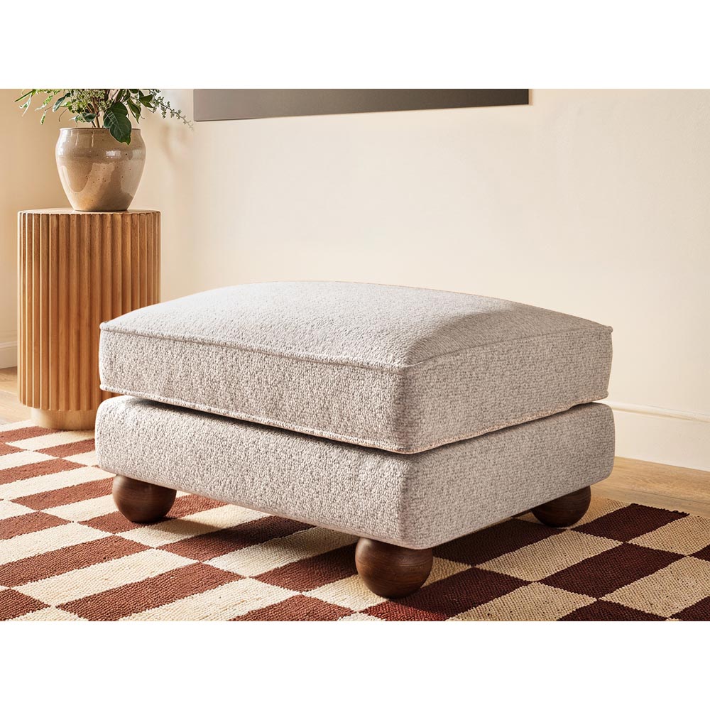 Solace+Co Addison Beige Boucle Loveseat and Footstool Set Image 4