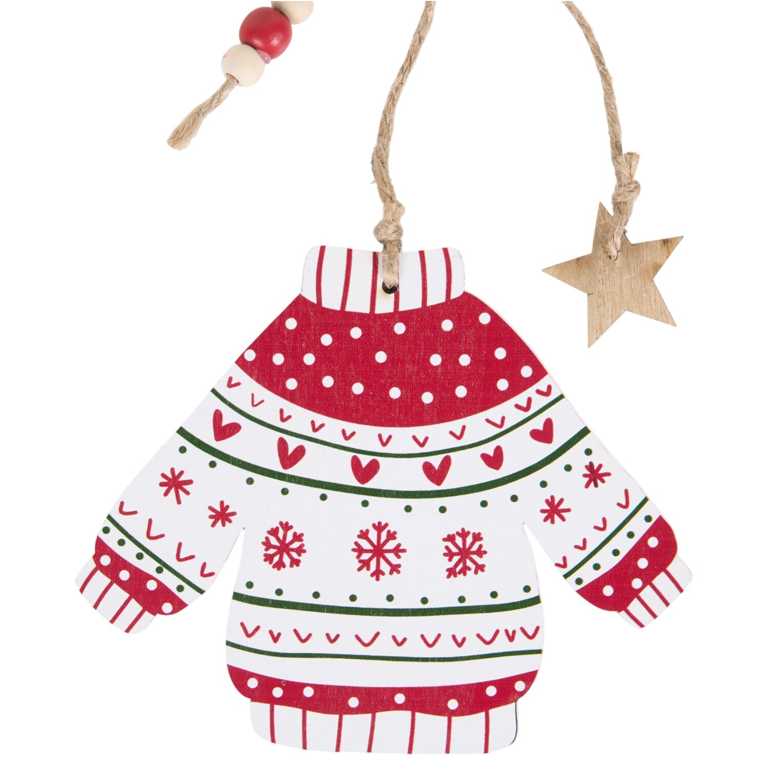 Wooden Jumper Decoration White and Red Image 2