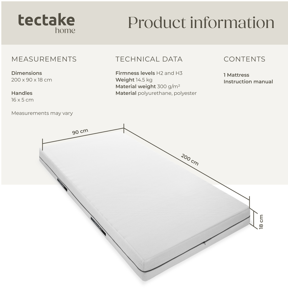 tectake Sky Single 2 in 1 Firmness Level 3D Mesh Cover Mattress Image 8
