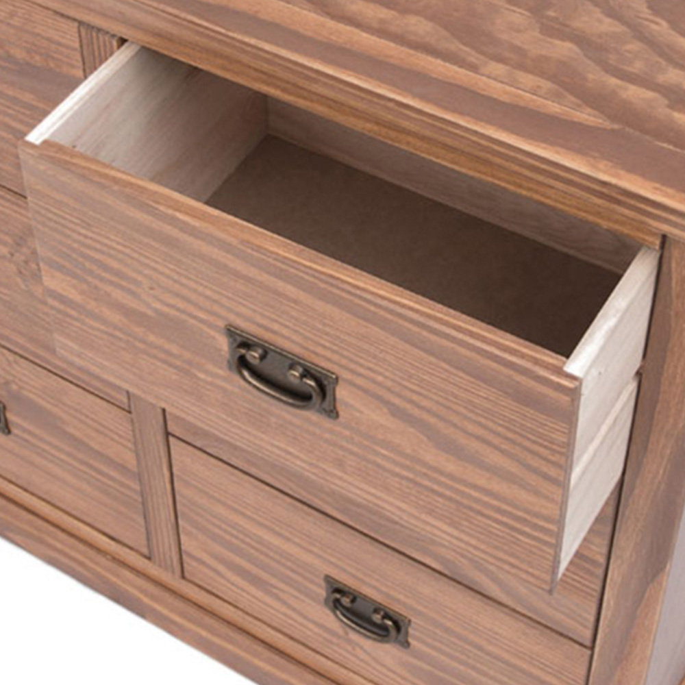 Cabinet Bits Tirolo 6 Drawer Brown Brass Drop Handle Chest of Drawers Image 7