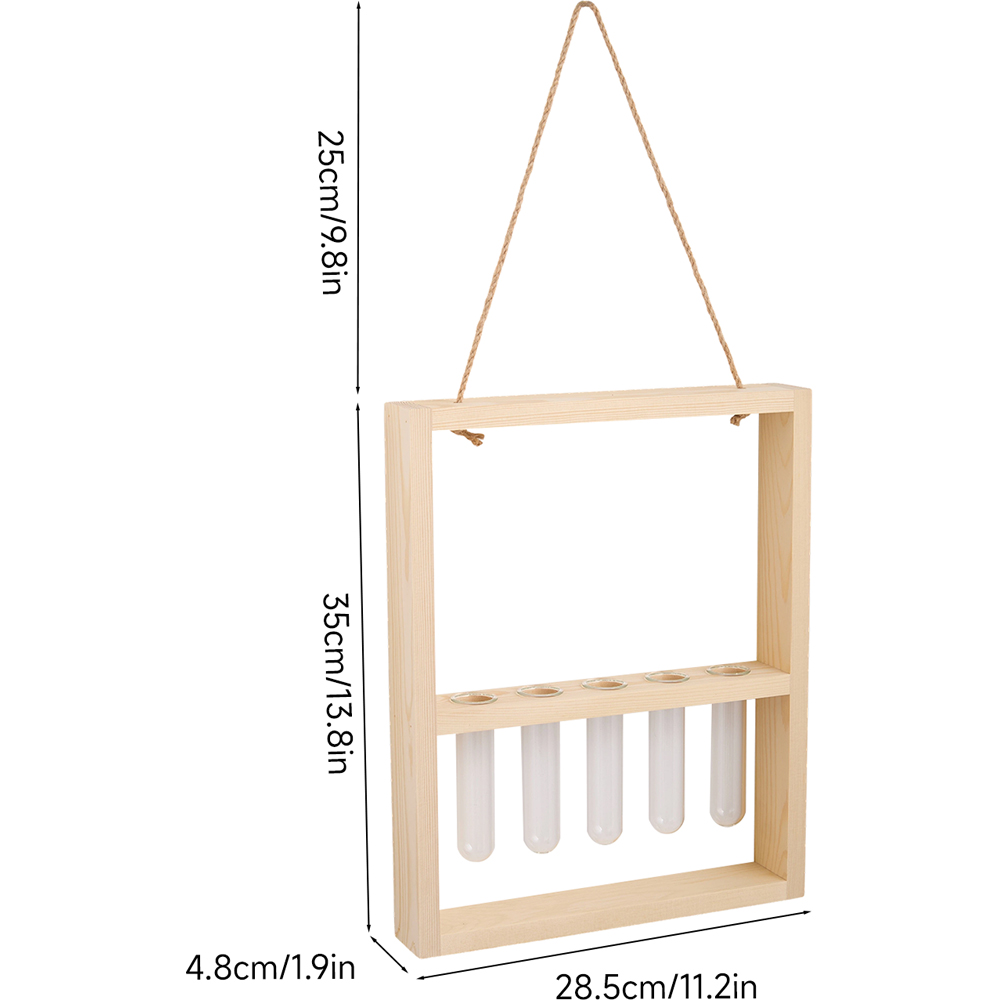 Living and Home 5 Tube Natural Wood Wall Mounted Plant Propagation Station Image 8