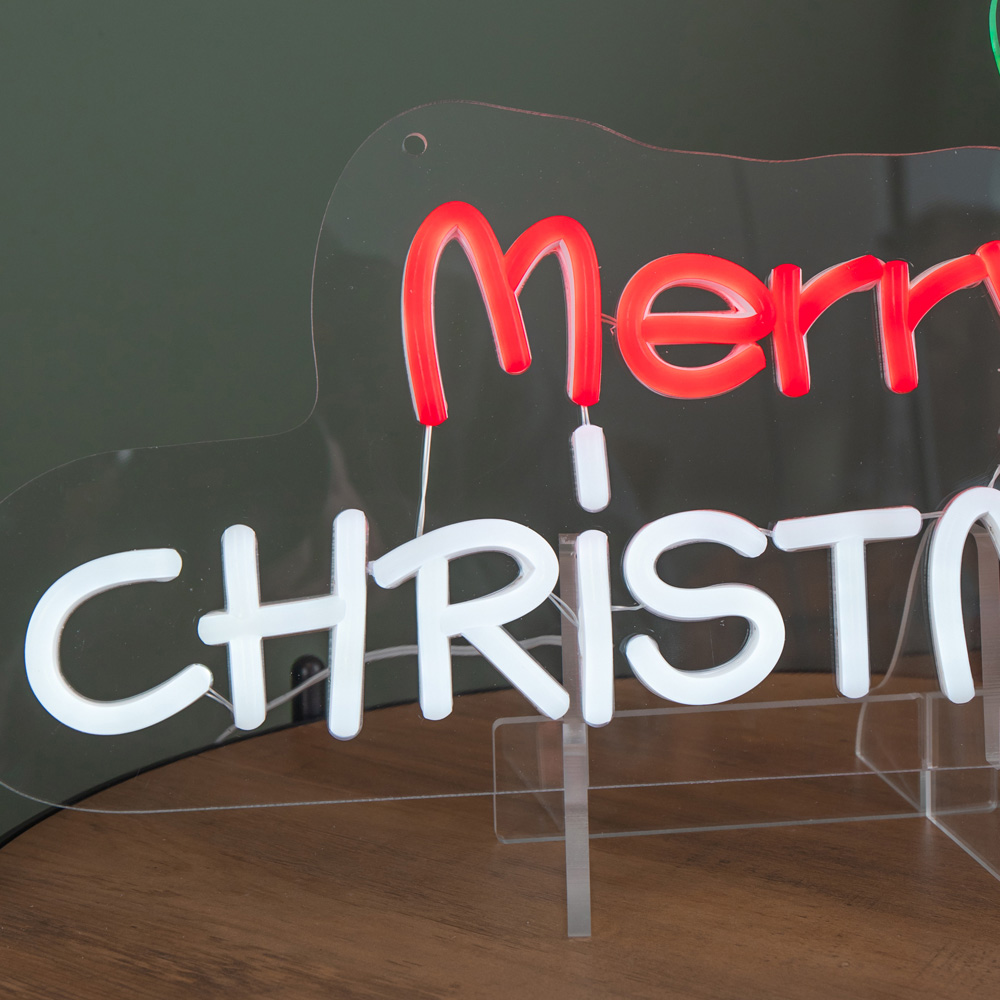 Samuel Alexander Red and White LED Light Up Merry Neon Sign 23 x 40cm Image 6