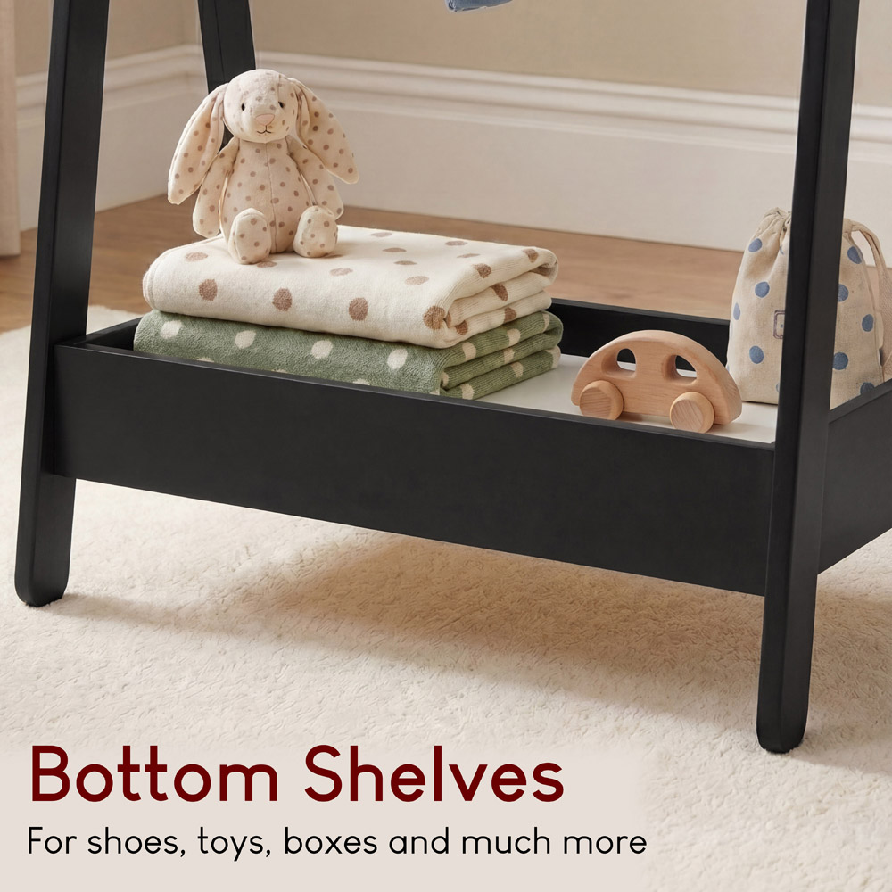 JUNIOR VIDA Black Kids Clothes Rack with Storage Shelf Image 6