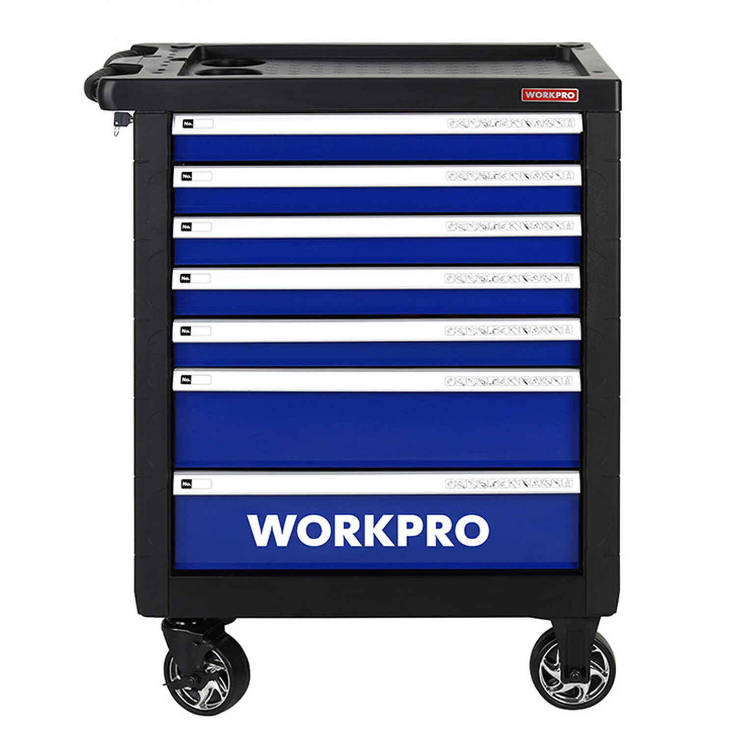 Workpro 7 Drawer Tool Roller Cabinet on Wheels - Black Image 1