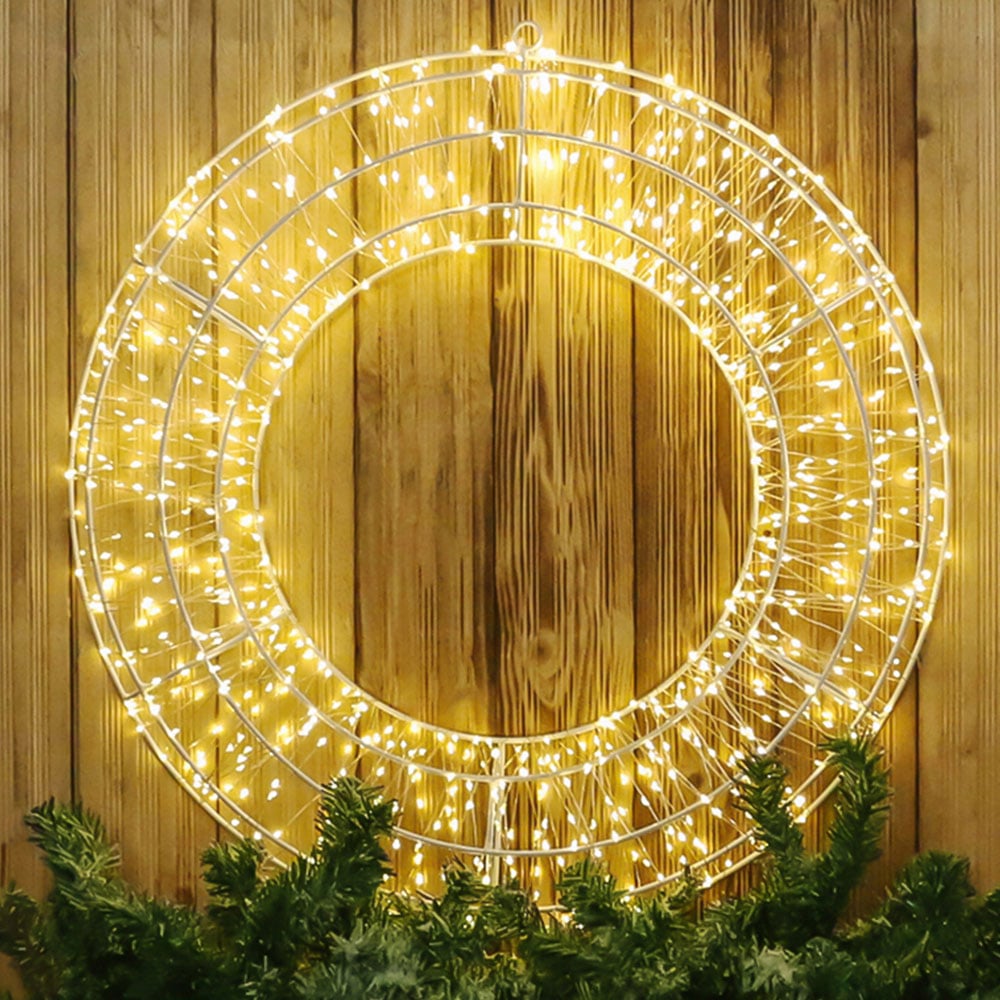 Xmas Haus Warm White LED Metal Wreath 70cm Image 2