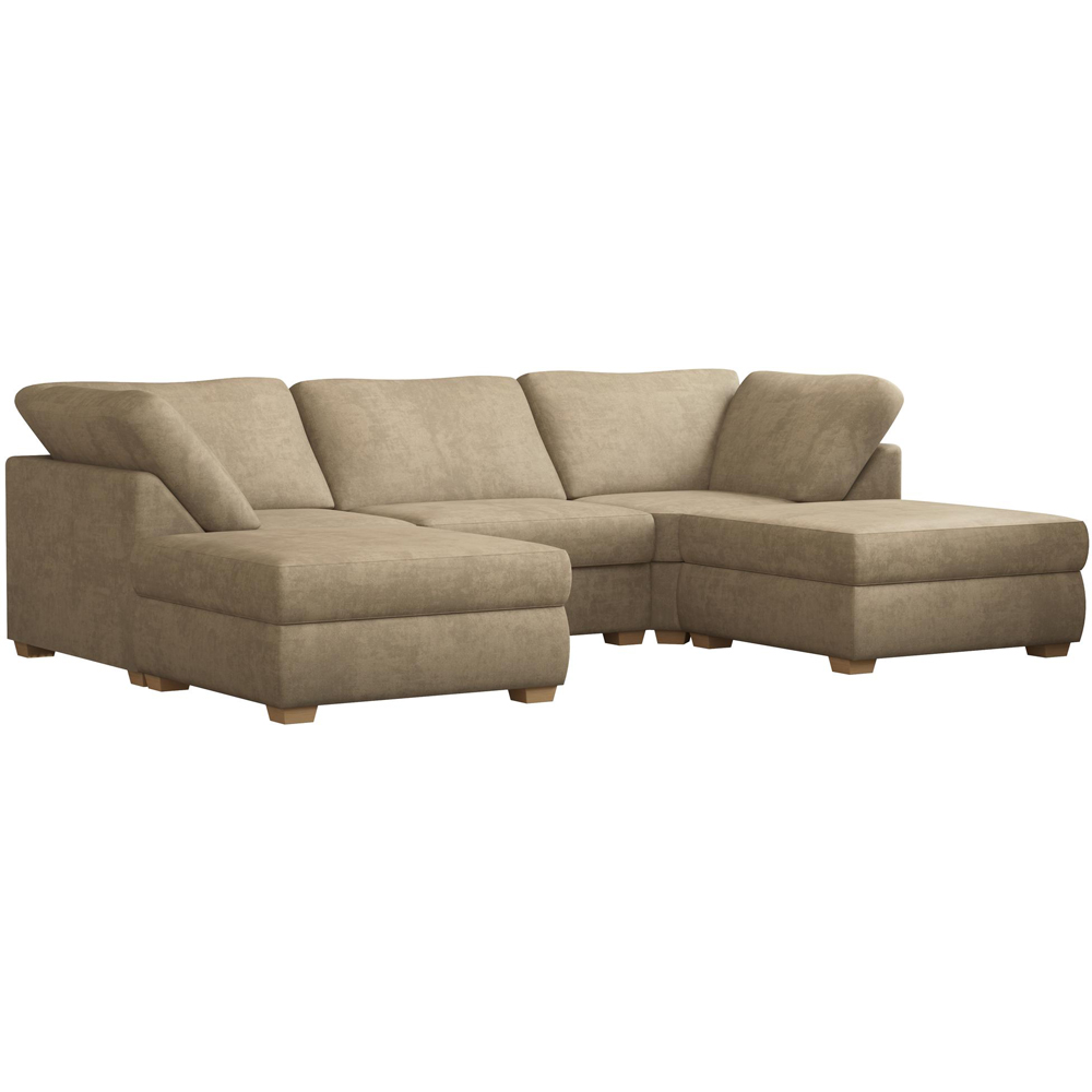 Nestle 5 Seater Mink Plush Velvet Fixed Back U-Shape Sofa Image 3