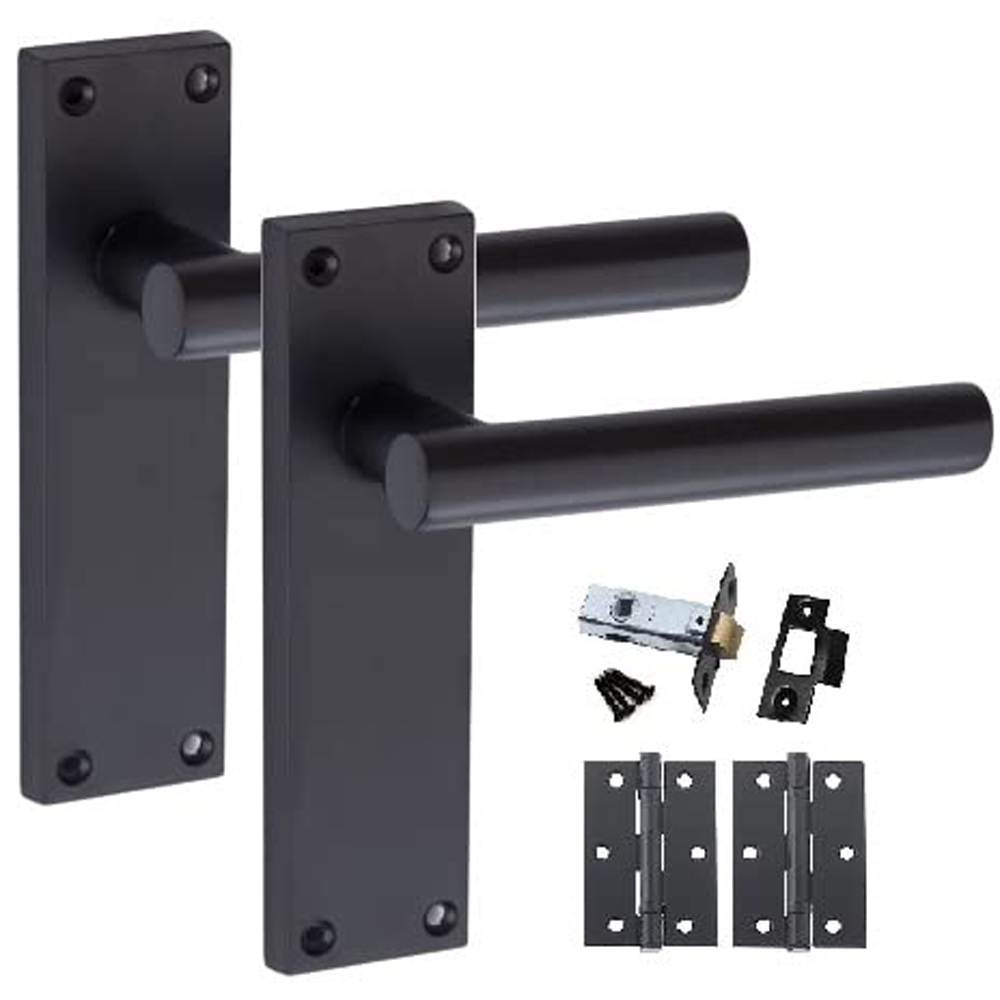 Golden Grace Matt Black T-Bar Backplate Door Handle Set 4 Pack Image 2