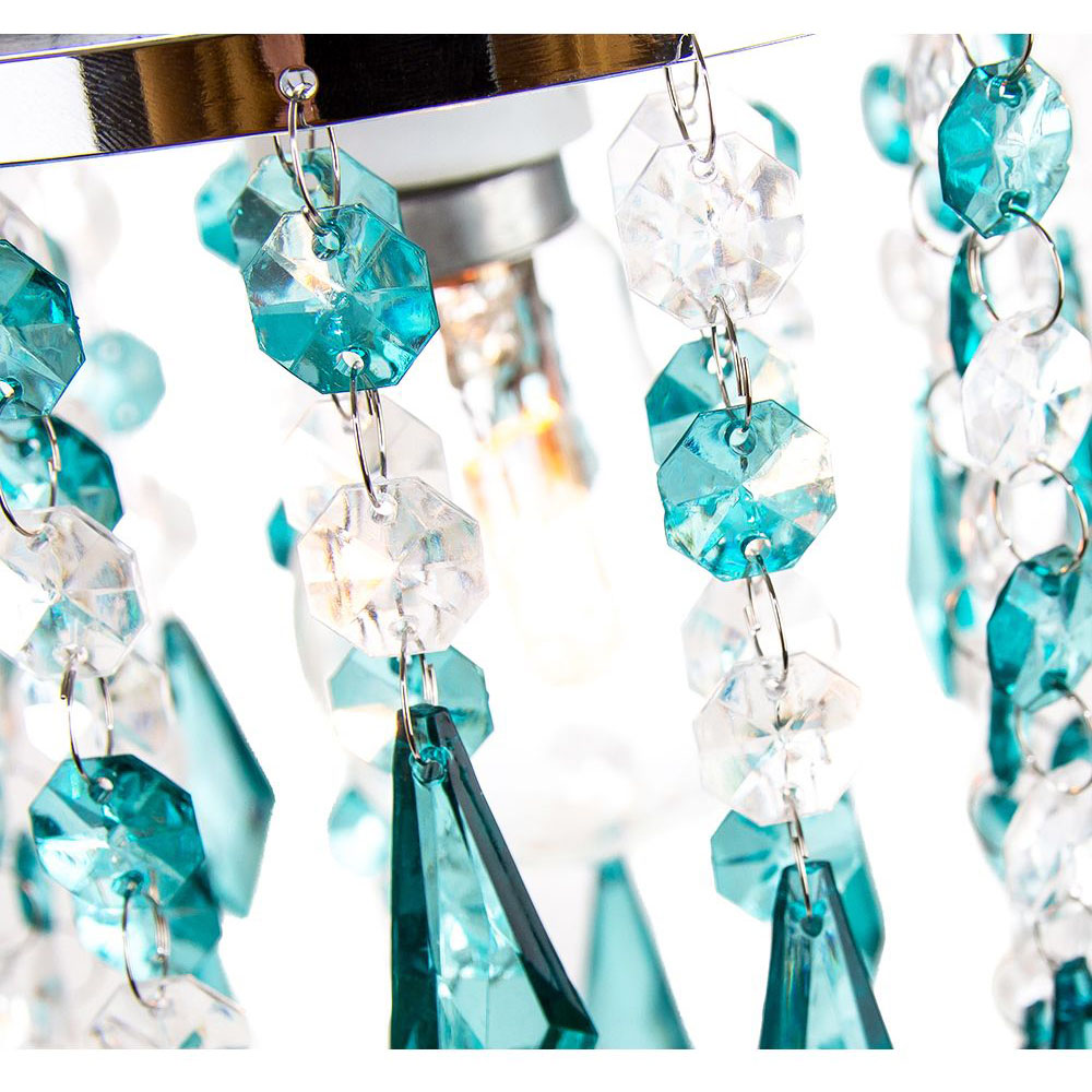 Happy Homewares Modern Waterfall Design Clear and Teal Acrylic Drops and Beads Pendant Shade Image 3