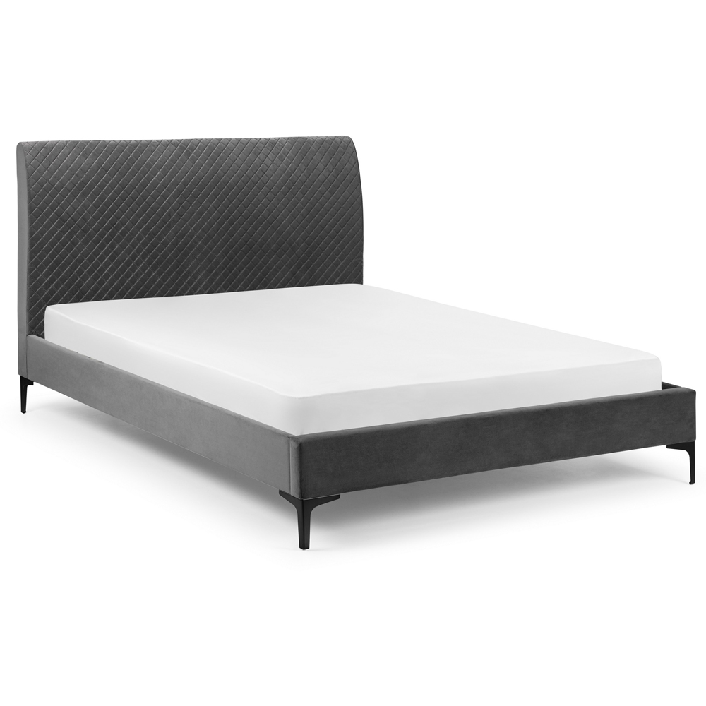 Julian Bowen Sanderson Double Grey Velvet Bed Frame Image 3