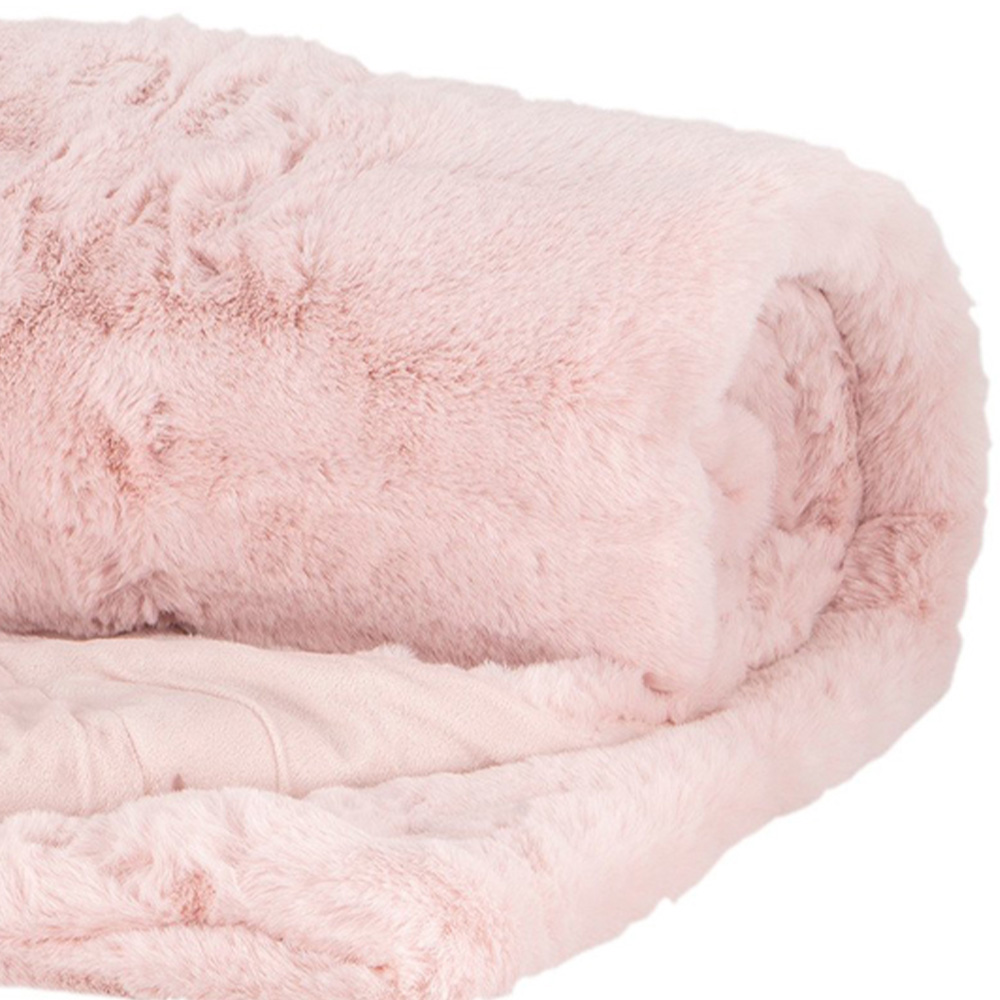 Divante Blush Rabbit Faux Fur Throw 127 x 152cm Image 3