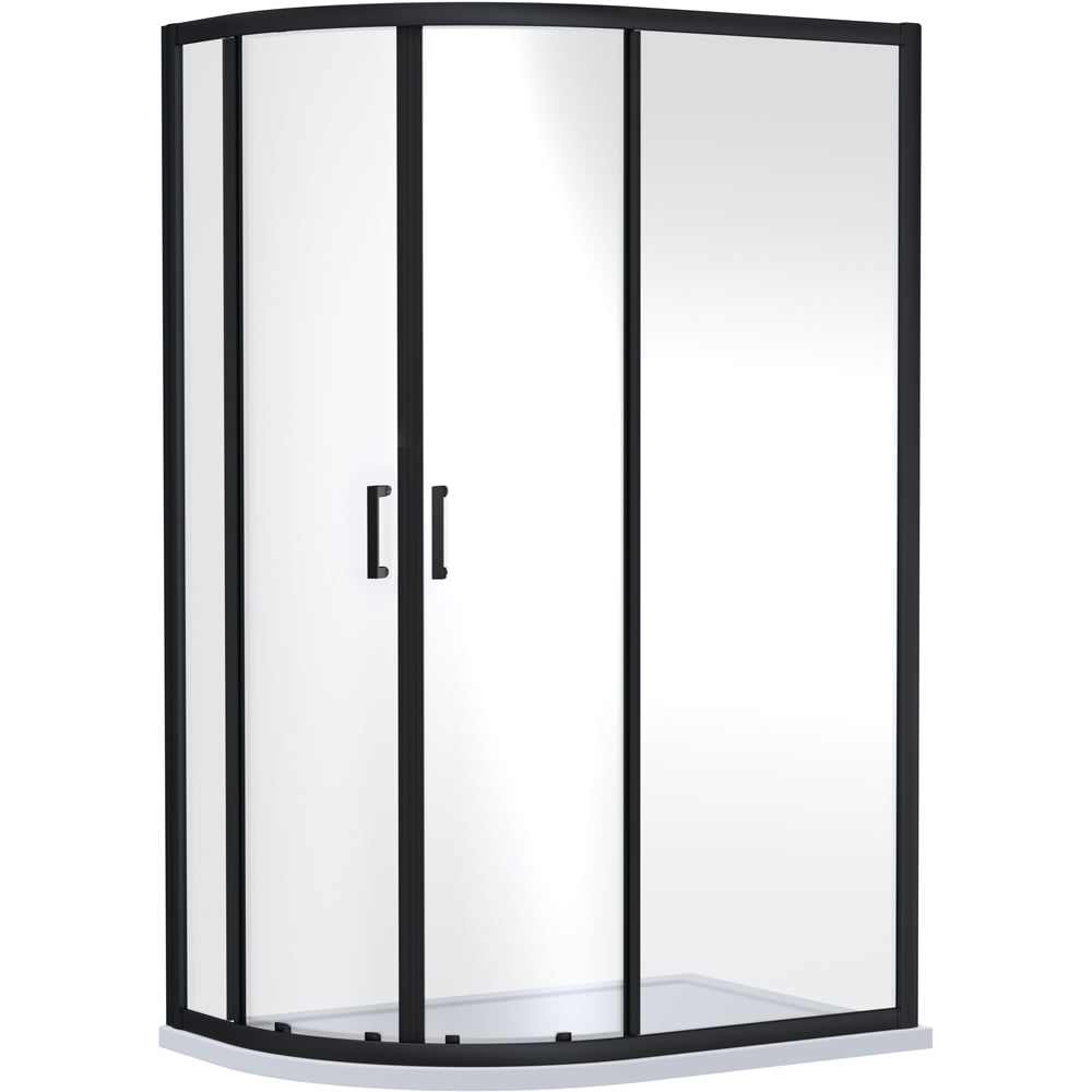 Oem Matt Black Offset Quadrant Shower Enclosure 100 x 80cm Image 1