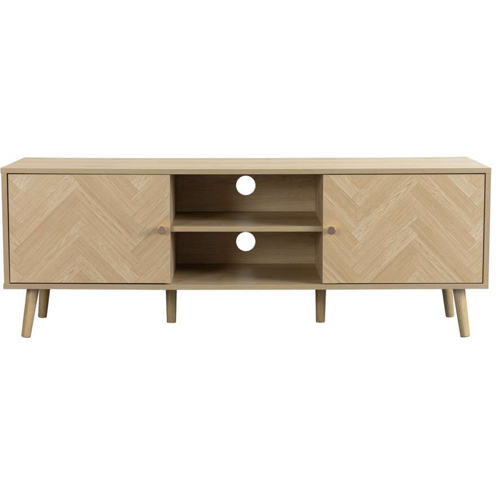 Birlea Herringford Oak 2 Door 2 Shelf Large TV Unit Image 3