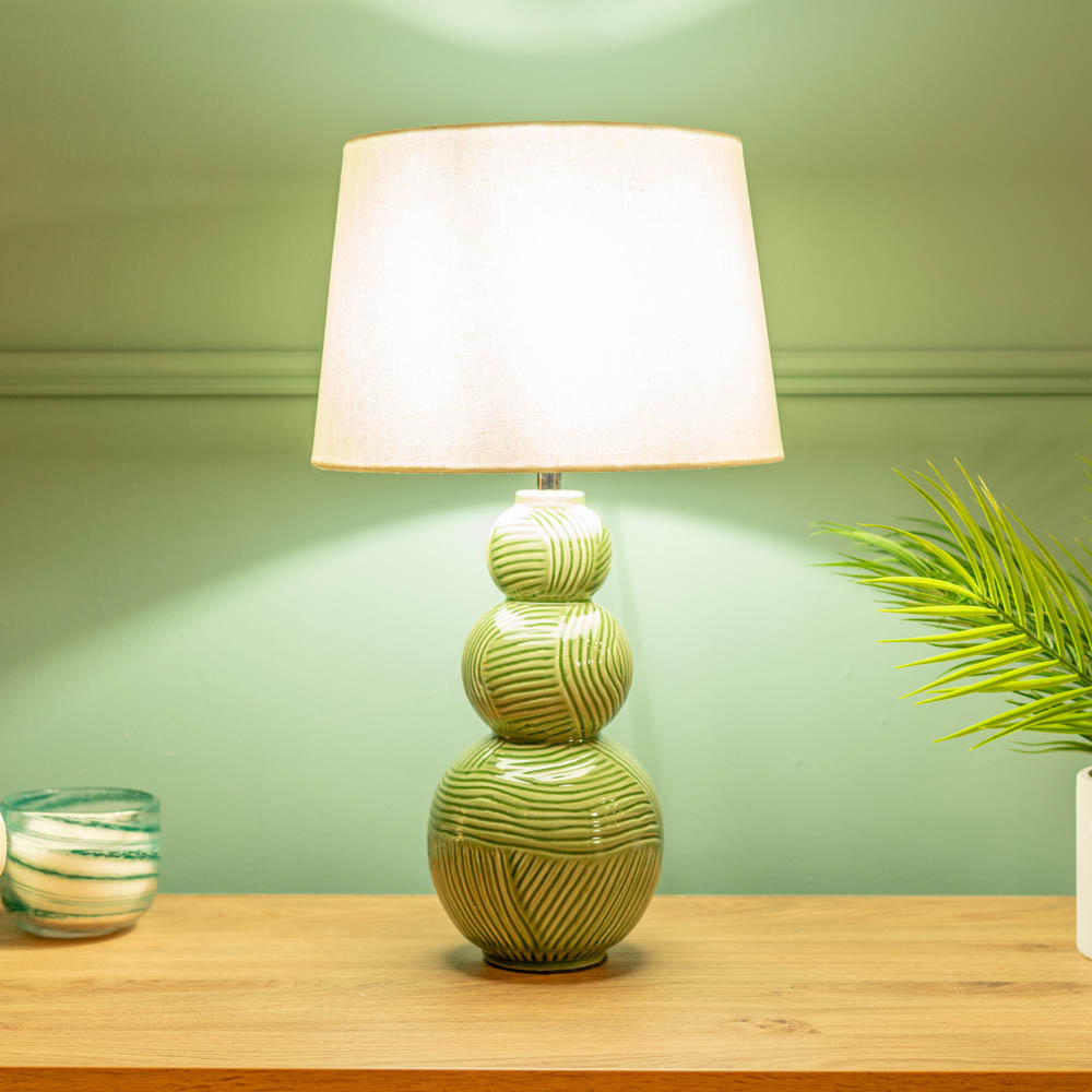 ValueLights Mia Green and White Shade Ceramic LED Table Lamp Image 2