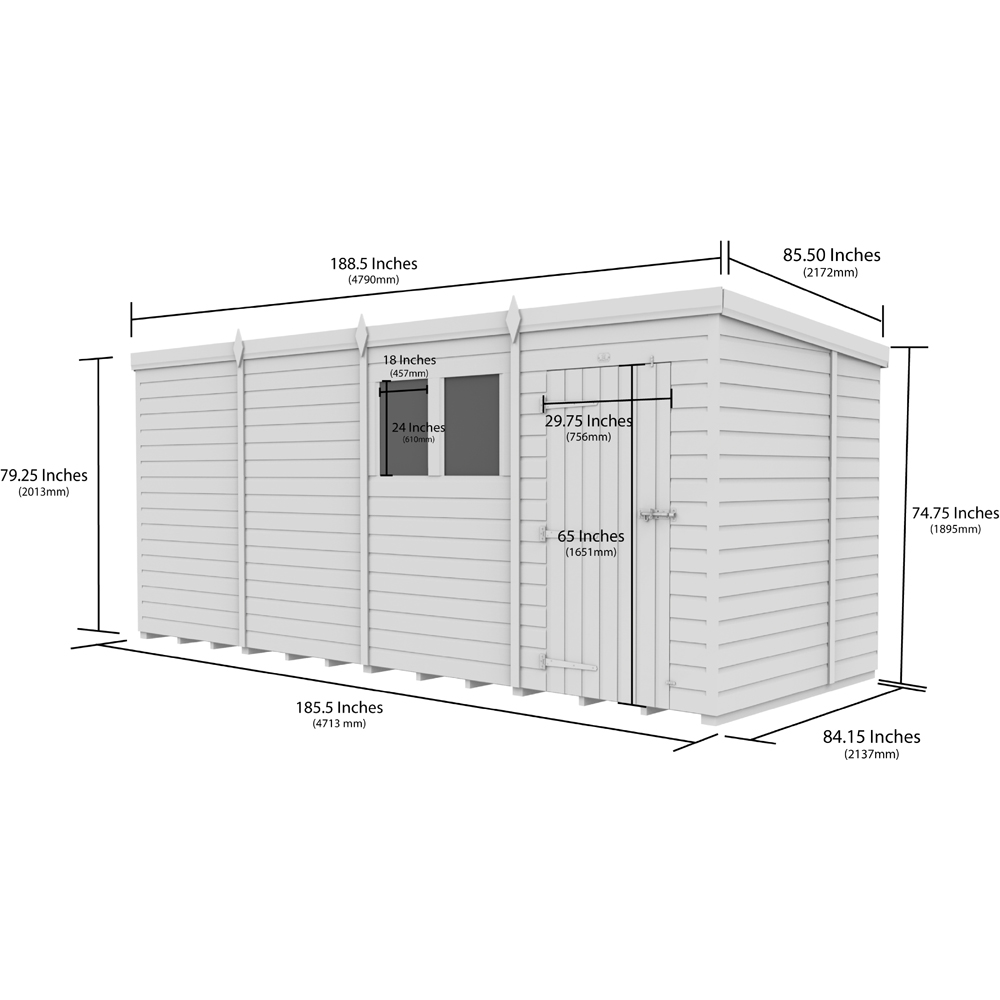DIY Sheds 16 x 7ft Tongue and Groove Timber Pent Security Garden Shed Image 9