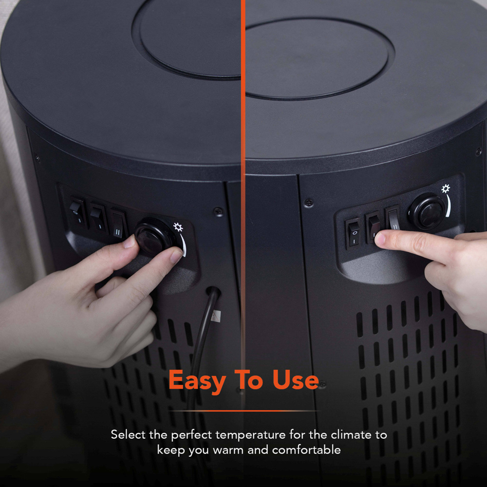 Warmlite Elmswell Black Cast Effect Round Stove Fire with LED Flame Effect 2000W 17 inch Image 6