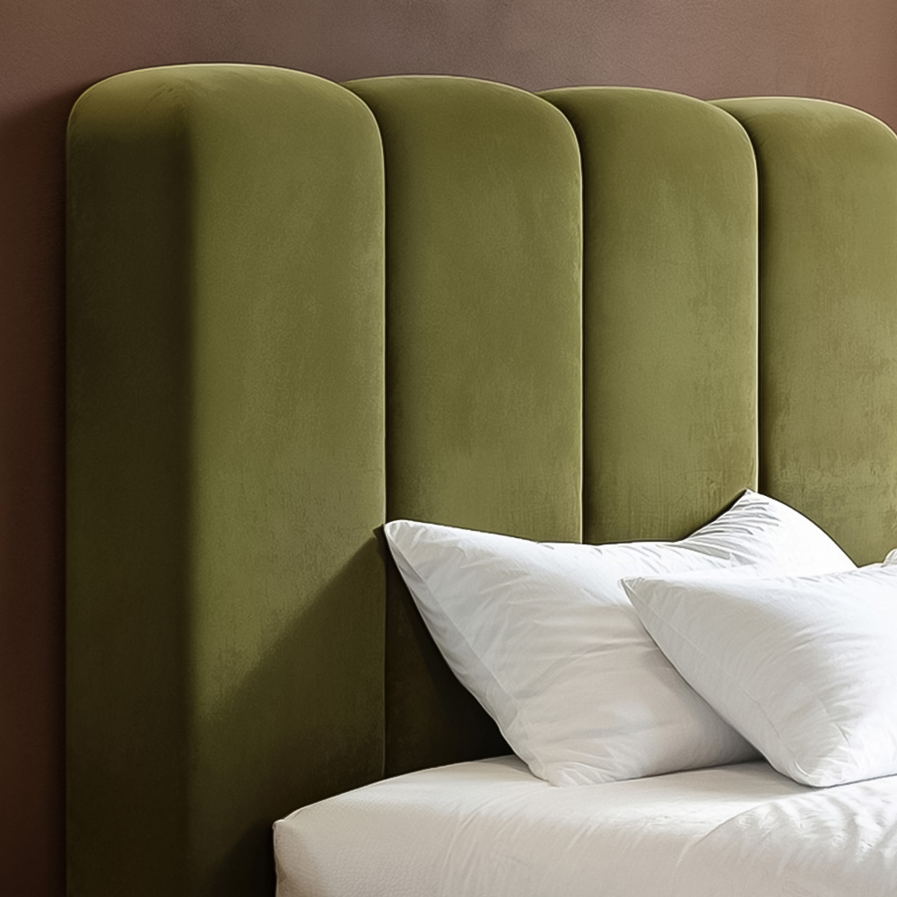 Solace+Co Emilie Single Green Velvet Ribbed Ottoman Bed Image 4