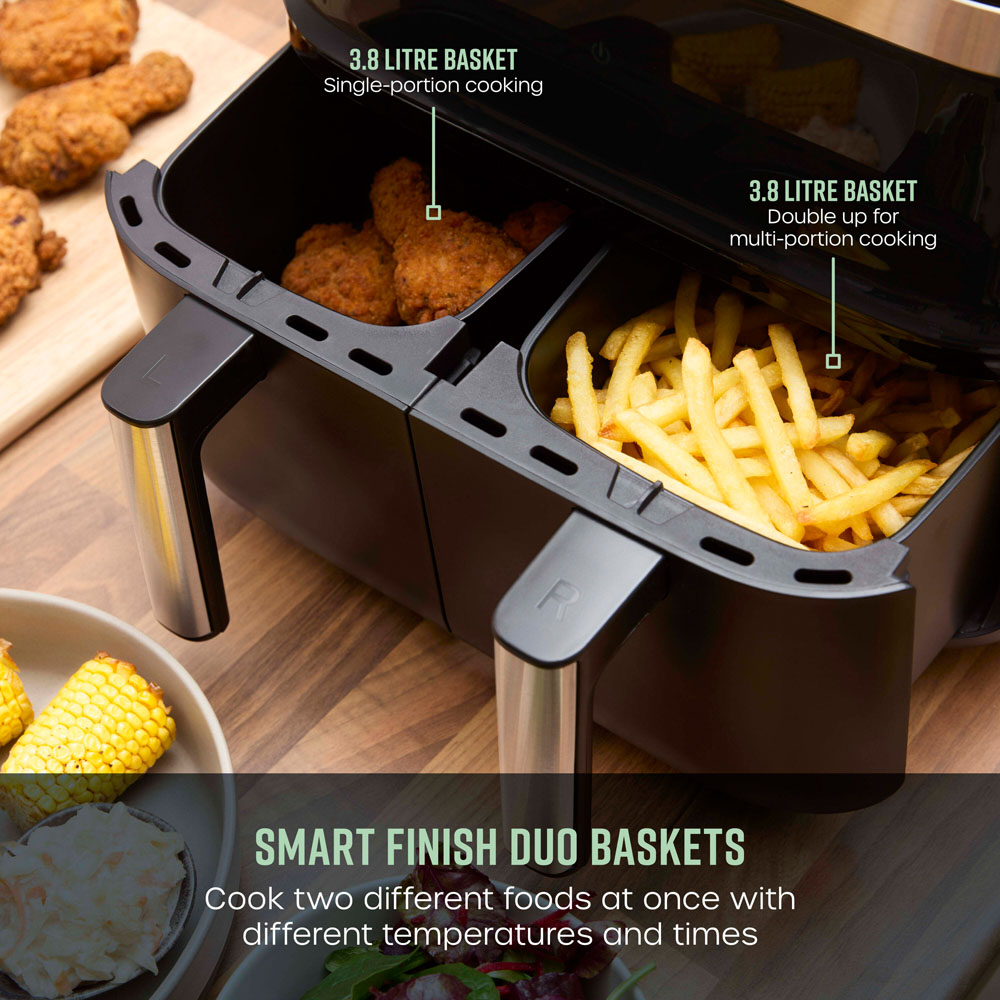 Swan SD10518BLK Black Cyclonic Dual Digital Air Fryer 7.6L Image 3