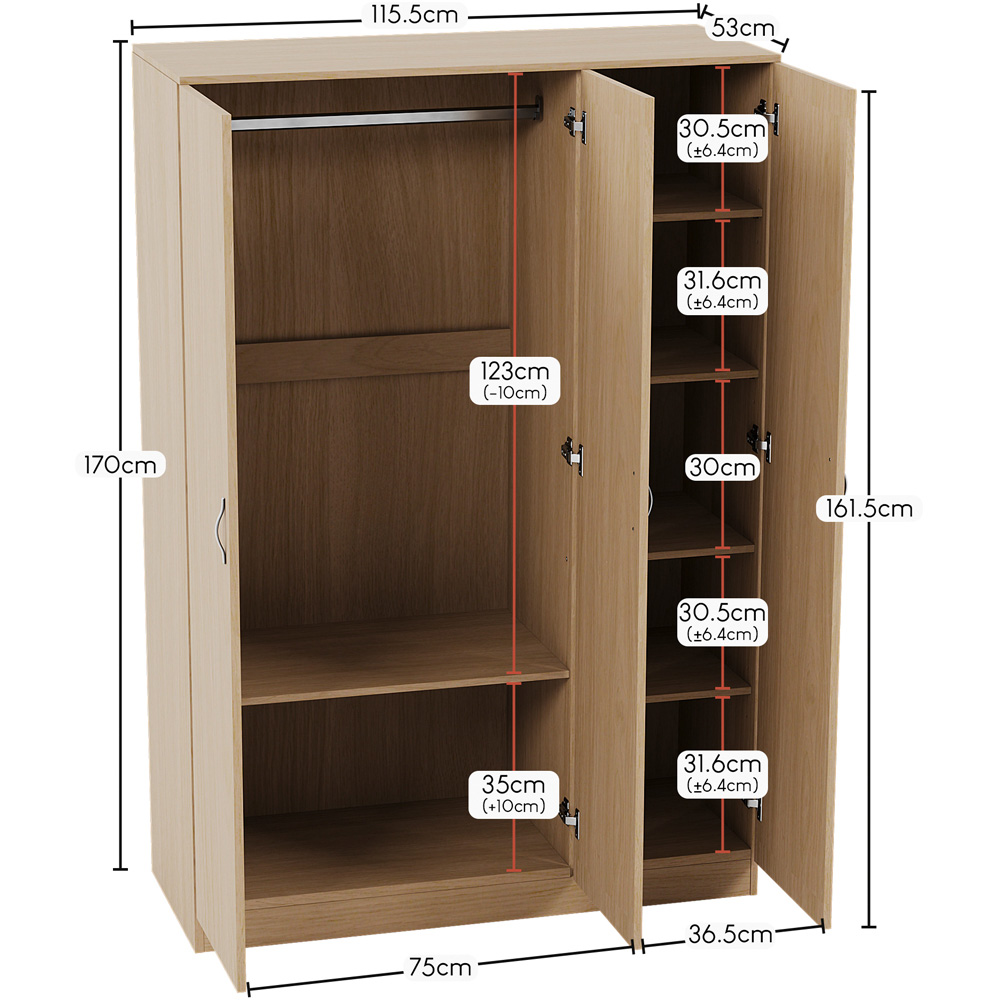 VIDA DESIGNS Riano 3 Door Pine Wardrobe Image 9