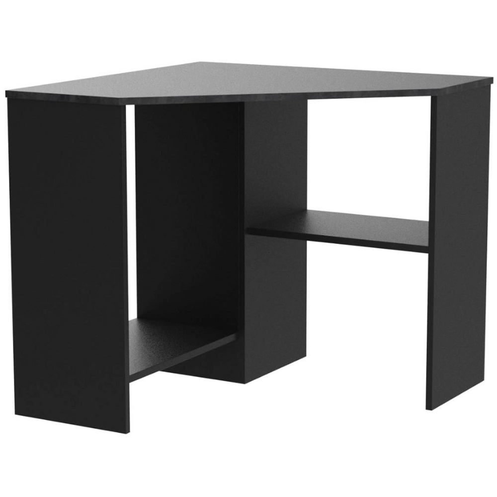 Home Source Wellington 2 Shelf Compact Corner Computer Desk Grey Image 2