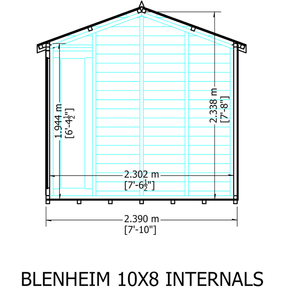 Shire Blenheim 10 x 8ft Double Door Shiplap Apex Summerhouse Image 7