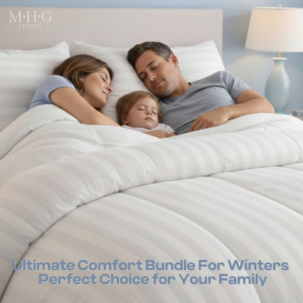 MHG Living King Size White Striped Extra Warm Winter Hollowfibre Duvet Set 15 Tog Image 8