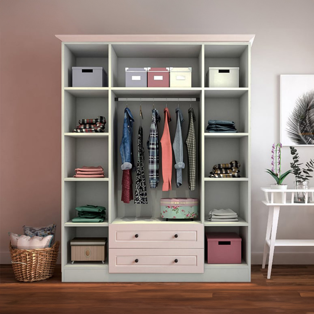 Evu MAISON 4 Door 2 Drawer White XL Mirror Wardrobe Image 3