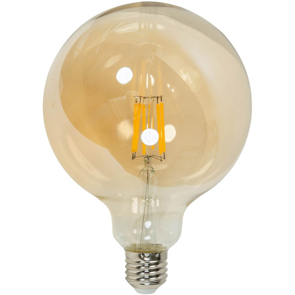 ValueLights 6W 2700K Warm White Filament Amber Glass E27 Globe Light Bulb 2 Pack Image 1