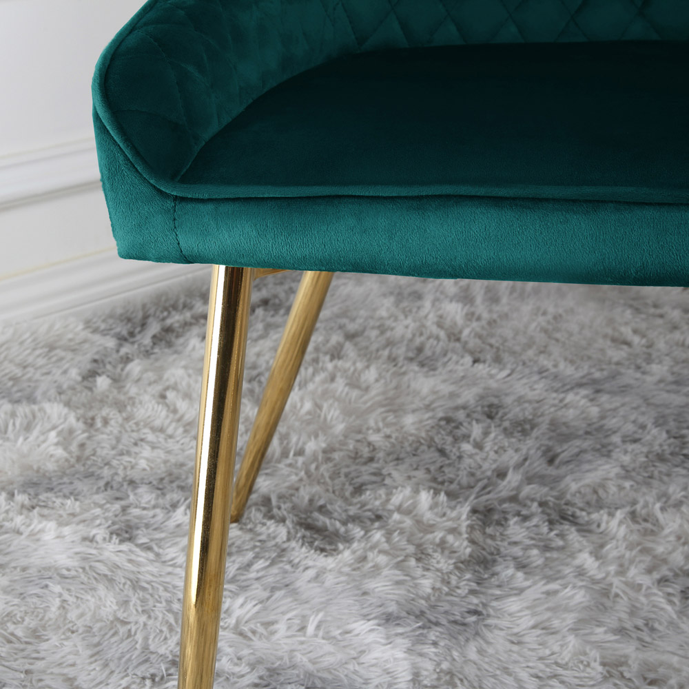 Hamilton Set of 2 Green Velvet Dining Chair Image 4