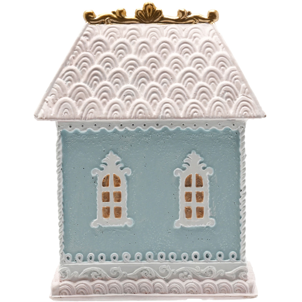 The Seasonal Gift Co. Blue and Pink House Ornament 15cm Image 4
