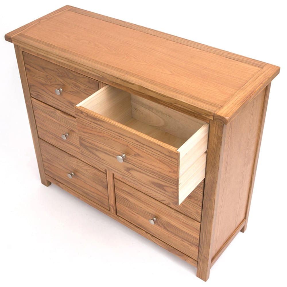 Cabinet Bits Trivento 6 Drawer Brown Chrome Knob Chest of Drawers Image 4