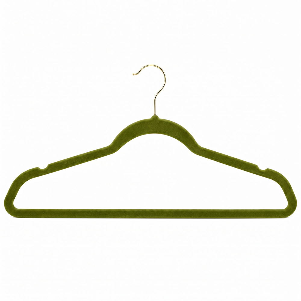 Pack of 10 Malmo Velvet Garment Hangers Olive Image 3