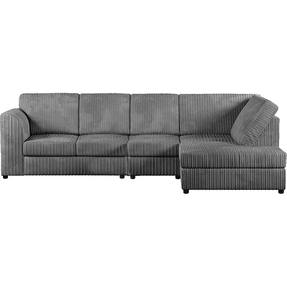 Luxor 4 Seater Grey Jumbo Cord Right Hand Facing Full Back L Shaped Corner Sofa Set Image 2