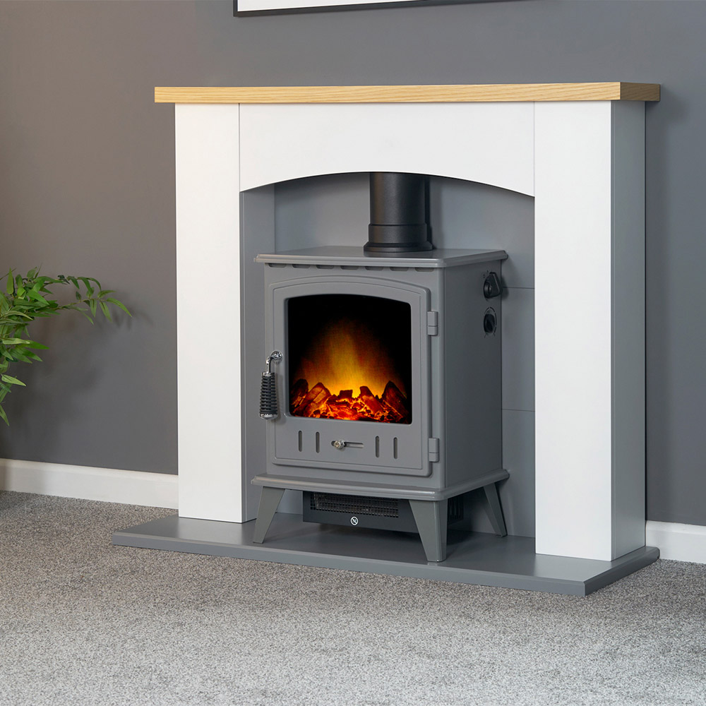 Adam Huxley in Pure White and Grey Aviemore Electric Stove 39 Inch Image 2