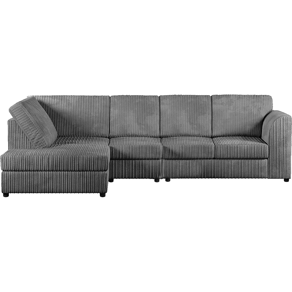 Luxor 4 Seater Grey Jumbo Cord Left Hand Facing Full Back L Shaped Corner Sofa Set Image 2