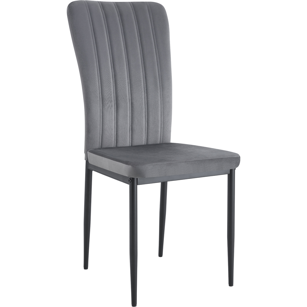 Elle Set of 4 Dark Grey Velvet Effect Plush Padded Upholstered Dining Chair Image 2