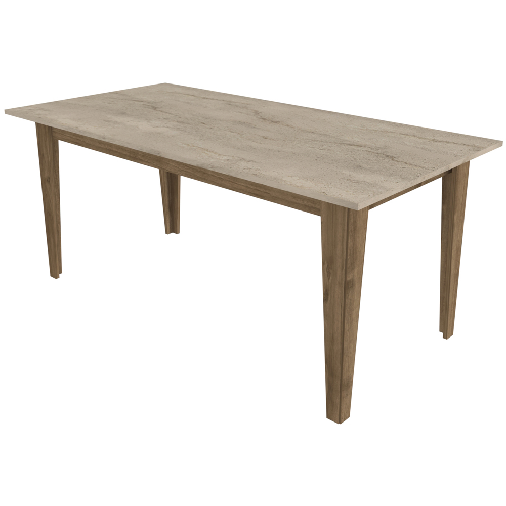 Decorotika Polka 6 Seater Marble Effect Modern Dining Table Walnut Traverter Image 3