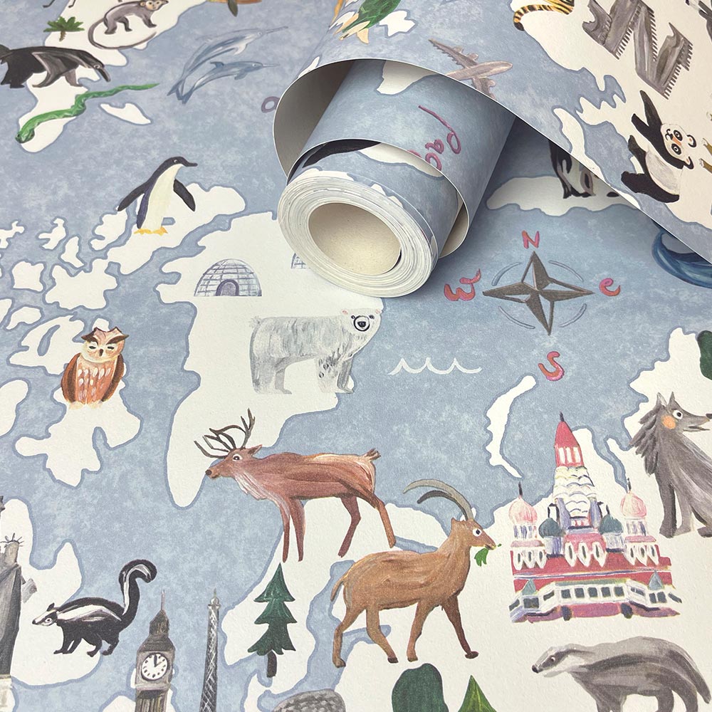 Holden Decor Animal Maps Blue Wallpaper Image 2
