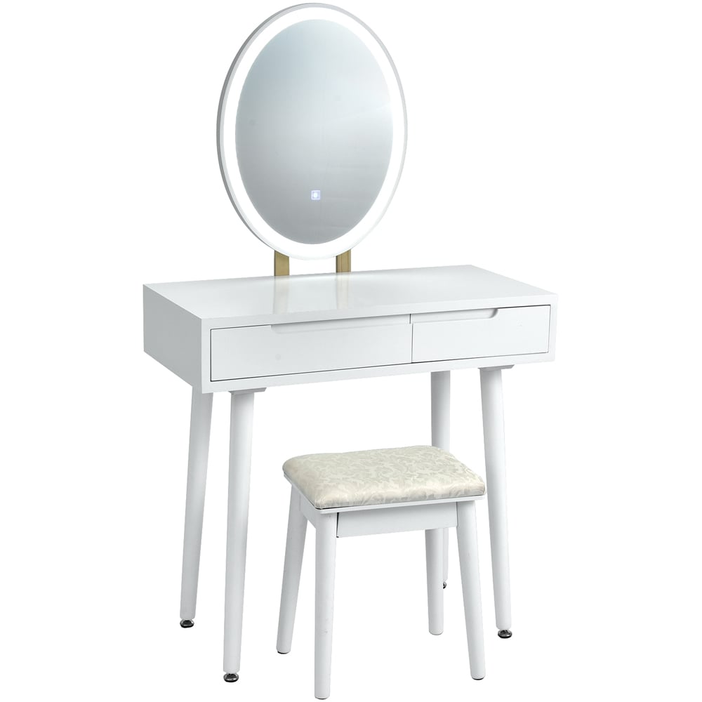 Costway White LED Light Vanity Table Set Image 2