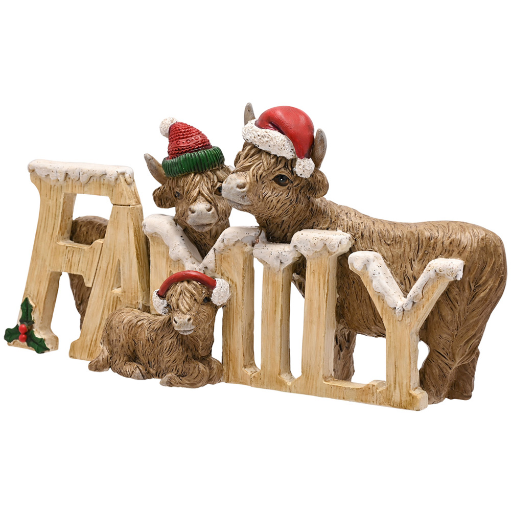 The Seasonal Gift Co. Highland Cow Family Christmas Figurine Image 2