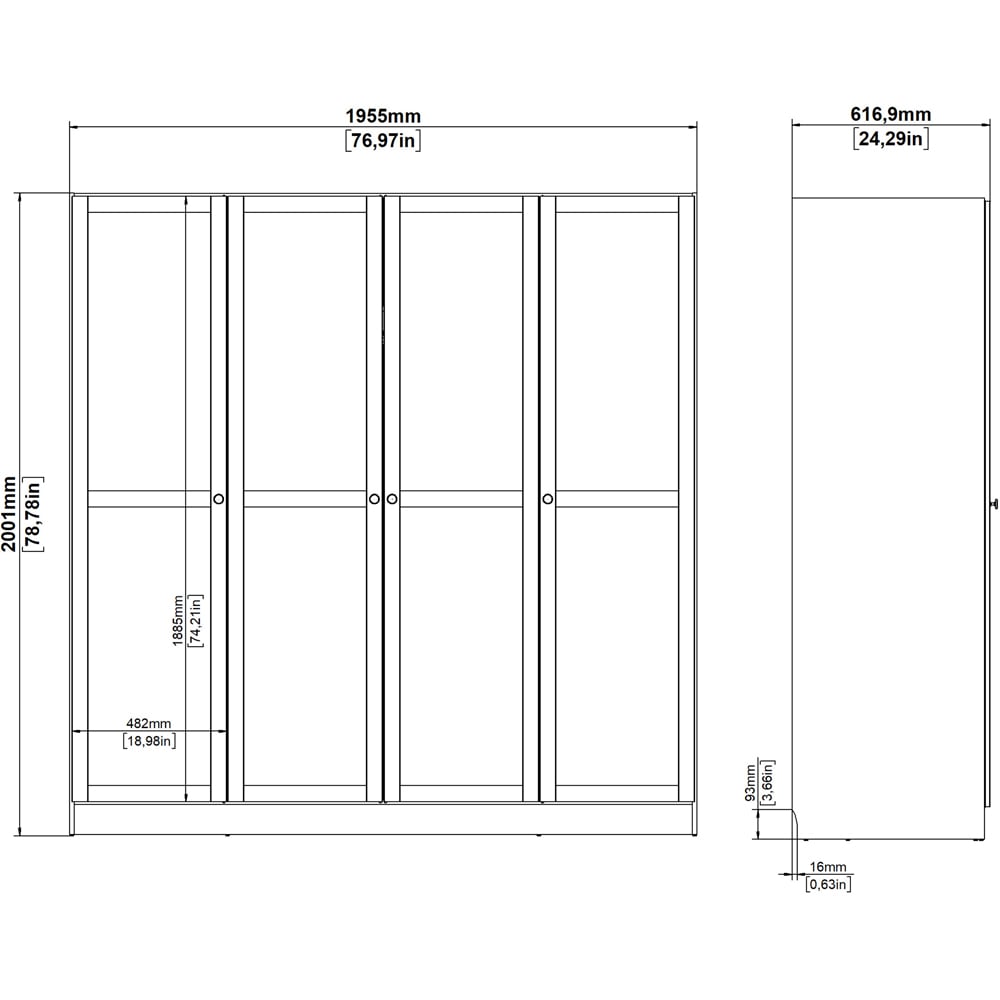 Florence Brande 4 Door White Wardrobe Image 8