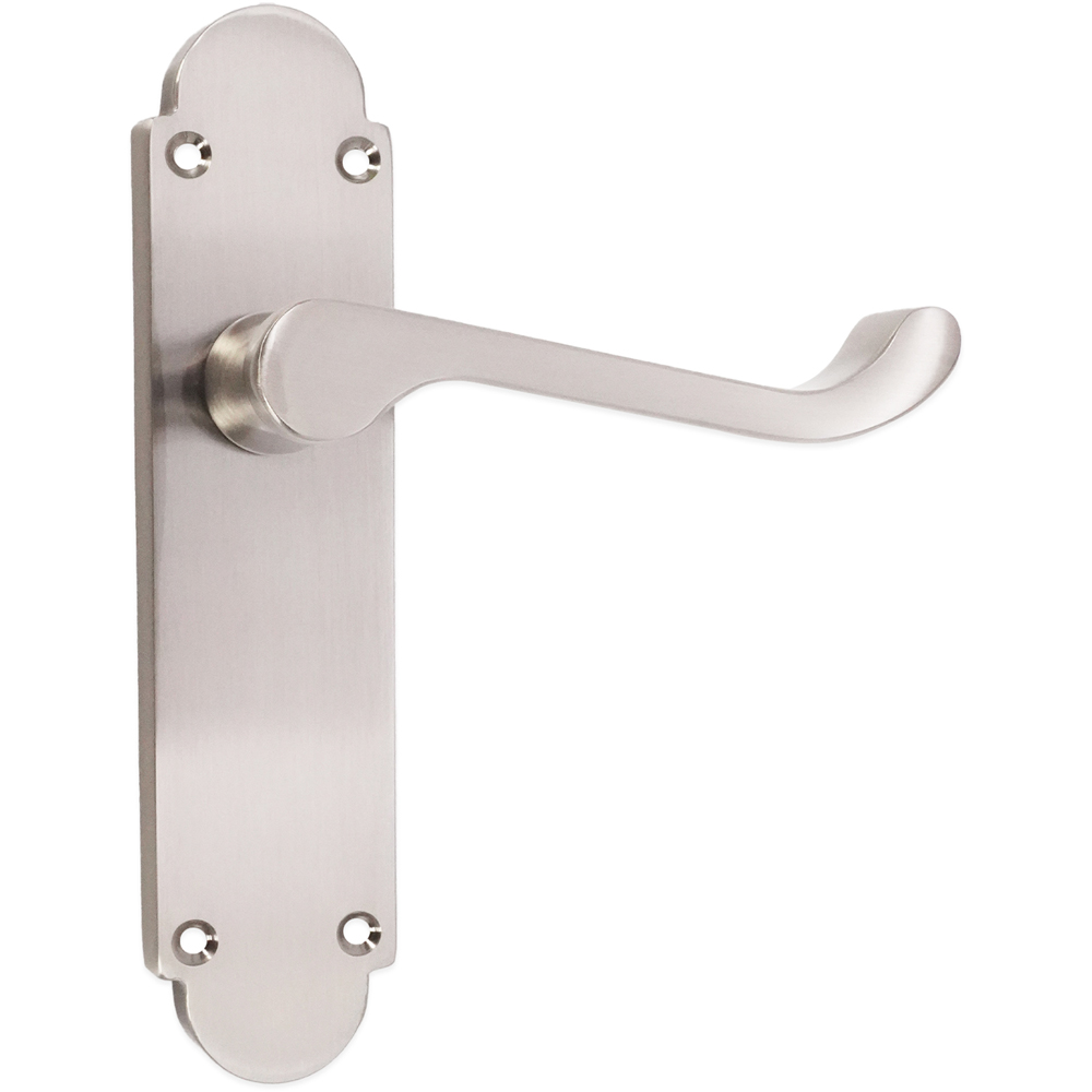 Spira Brass Oakley Satin Nickel Lever on Backplate Door Handle with Latch 2 Pack Image 3