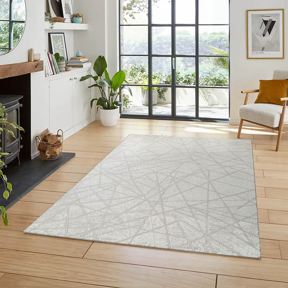 Linear Dynamic Rugs Desire Rugs Perla Grey Modern Abstract Linear Axis Design Rug 200 x ...