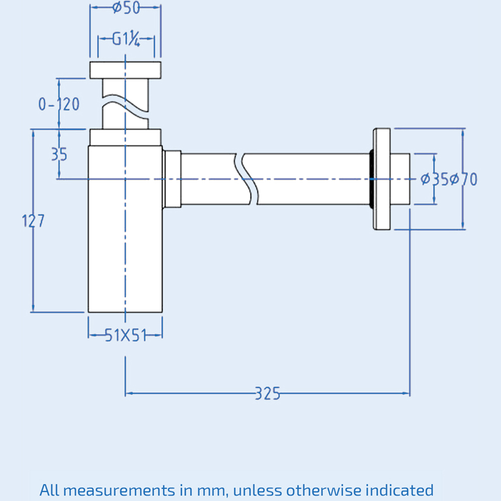 Nes Home Chrome Square Bathroom Basin Bottle Trap with Outlet Pipe Image 3