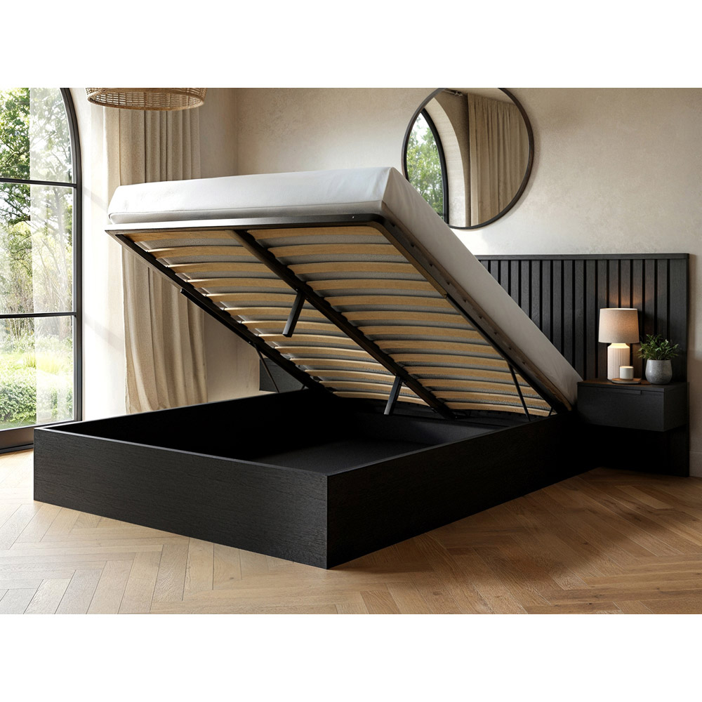 Solace+Co Taylor King Size Black Hotel Ottoman Bed with Side Table Image 3