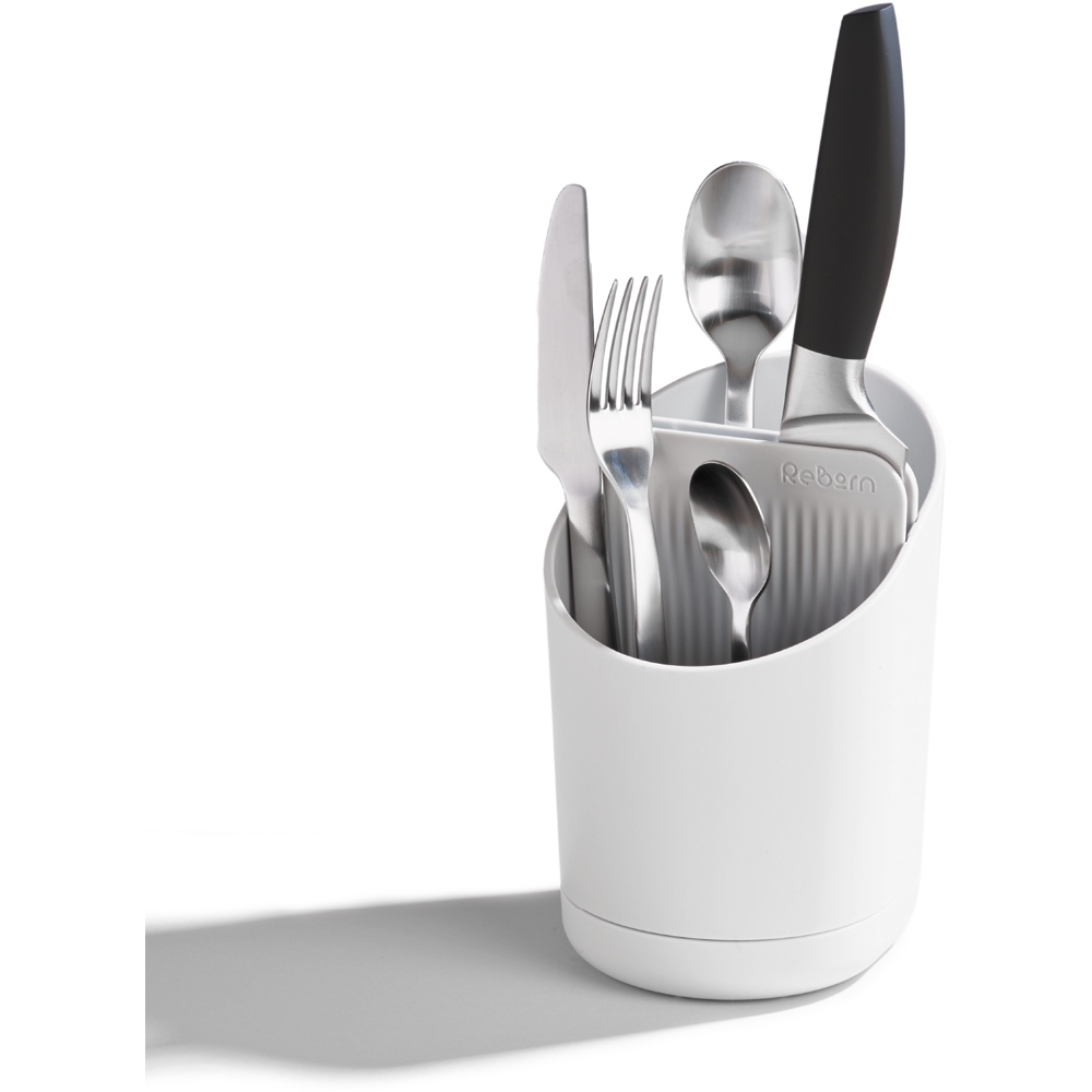 ReBorn Stone Effect Compact Plastic Cutlery Drainer with Knife Safety Slot Image 3