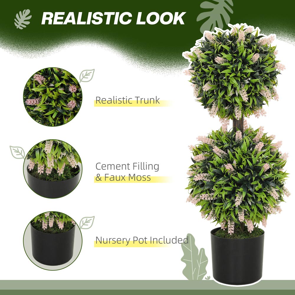 Portland Pink Lavender Flower Artificial Plant in Pot 2 Pack Image 7